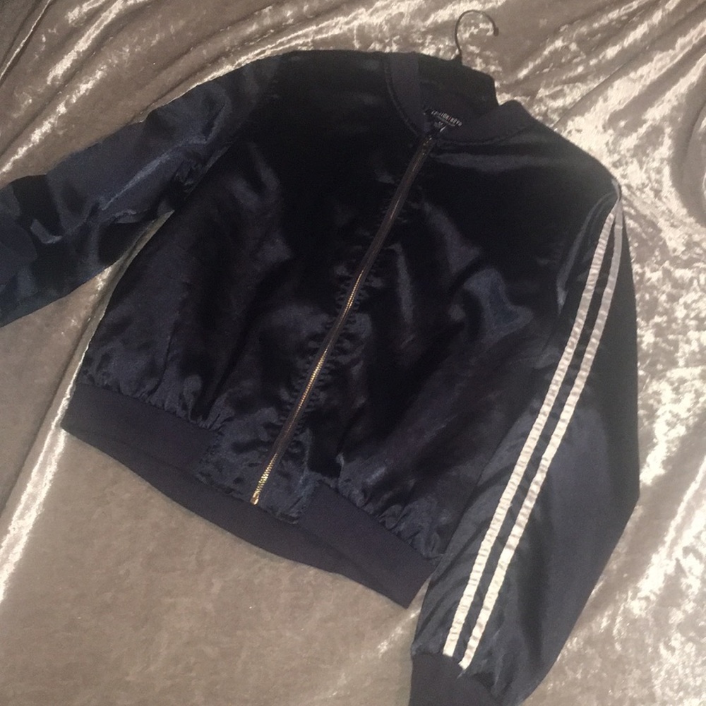 Silk bomber jacket (navy blue)